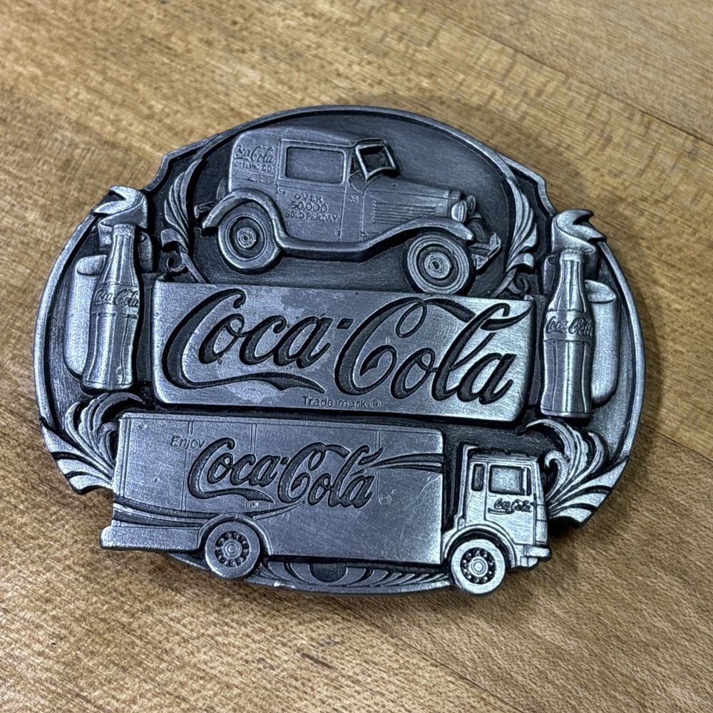 Vintage 1991 Coca-Cola Truck Pewter Belt Buckle Siskiyou O-90 Americana